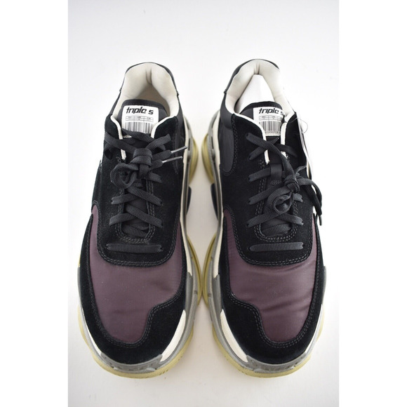 Balenciaga Triple S Mens V2 Black Burgundy Nylon Speed Trainer Sneaker 45 US 12 - Picture 5 of 9